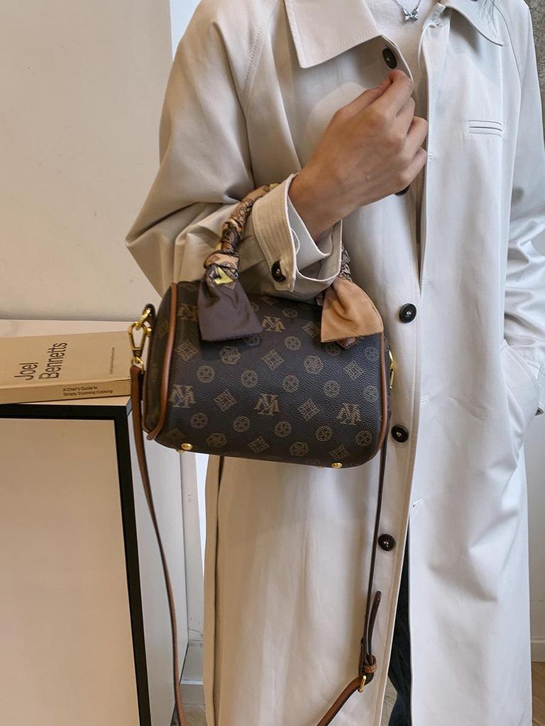 Vintage European & American Monogram Boston Pillow Bag – Women’s Handbag, Shoulder or Crossbody Style