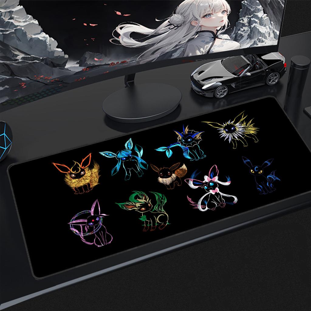 Kawaii Japan Anime Mouse Pad PC Colorful Eevee Gamer Cabinet Mousepad HD Keyboard Rug Laptop Gaming Rubber Desk Mat