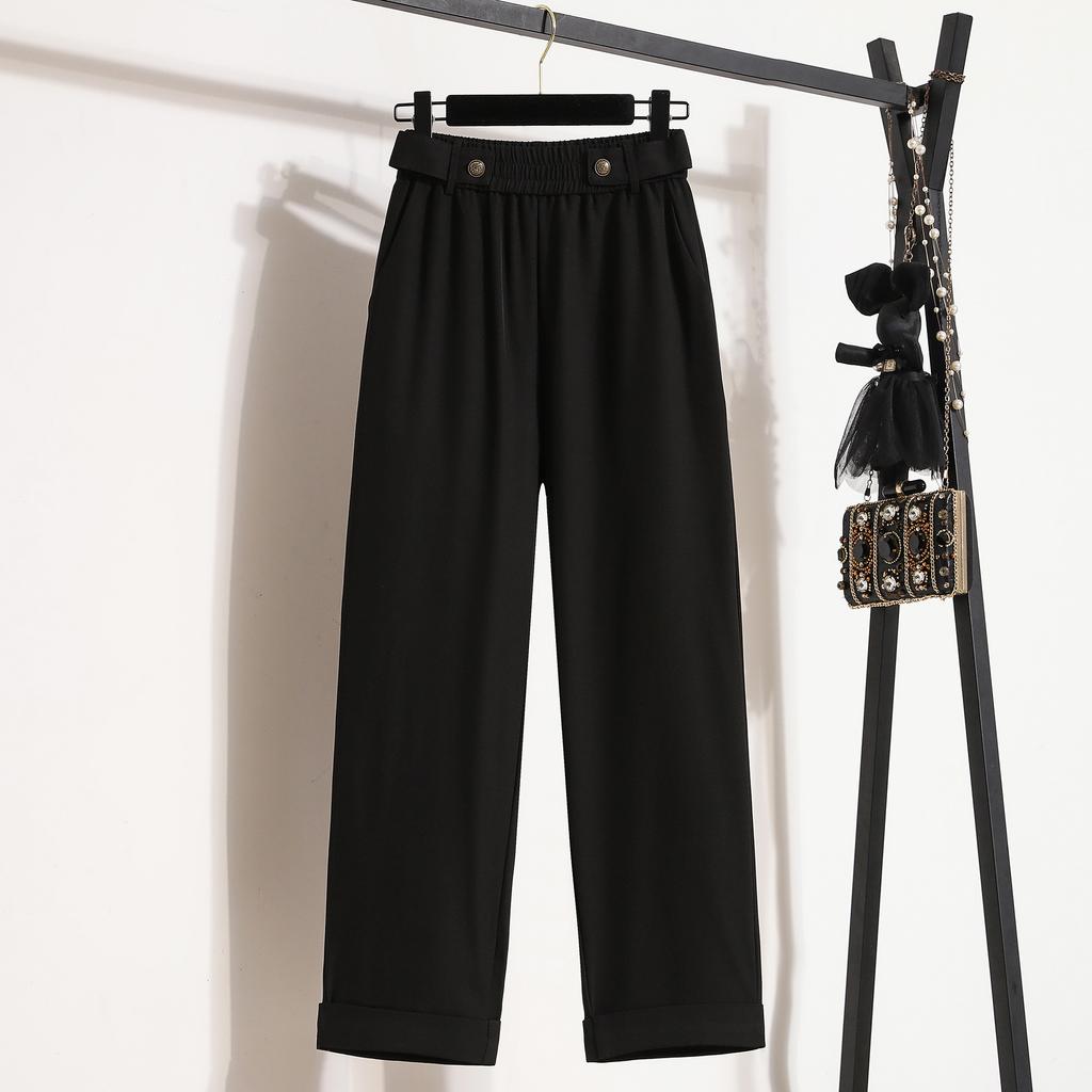 DIMANAF 2024, весенние длинные брюки больших размеров, женские эластичные повседневные свободные шаровары на пуговицах с высокой талией, однотонные свободные базовые брюки, широкие брюки 5XL