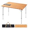 KingCamp Camping Table Folding Bamboo Table Outdoor 10065cm 3 Levels Adjustable Height Folding Desk Compact 4-Fold Roll Table Load Capacity 80kg