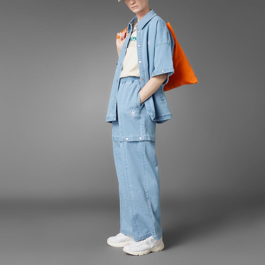 Adidas Оригинальные джинсы Originals Three Stripes из денима со съемными штанинами, повседневные спортивные джинсы для женщин, серый, синий, HT8170