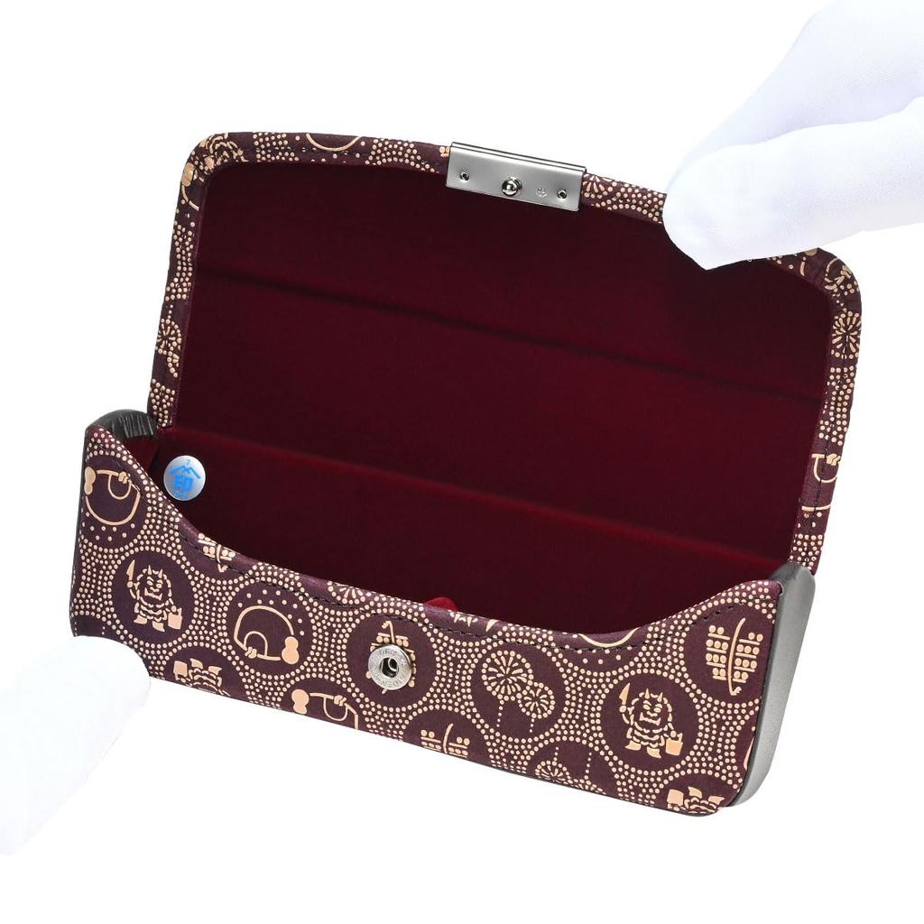 Inden H Очки Фиолетовые с Белой Акитой Ограниченная Серия Префектуры Акита [Inden-ya] Чехол, Оленья кожа, Лак, Узор, 4206-16-AKT,