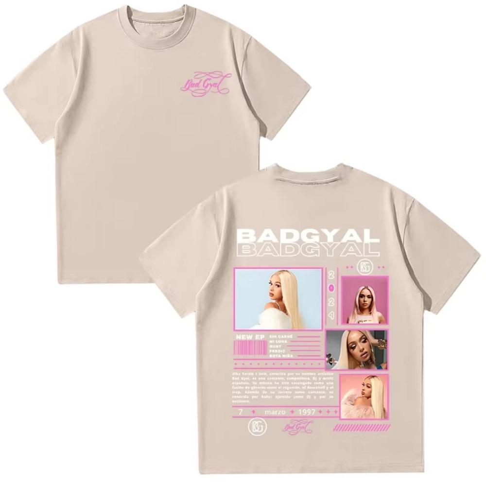 Футболки Bad Gyal Рэпер Bad Gyal Женская футболка Хлопок Высокого качества Женская одежда Поп Мужские футболки Повседневная Y2K Уличная одежда