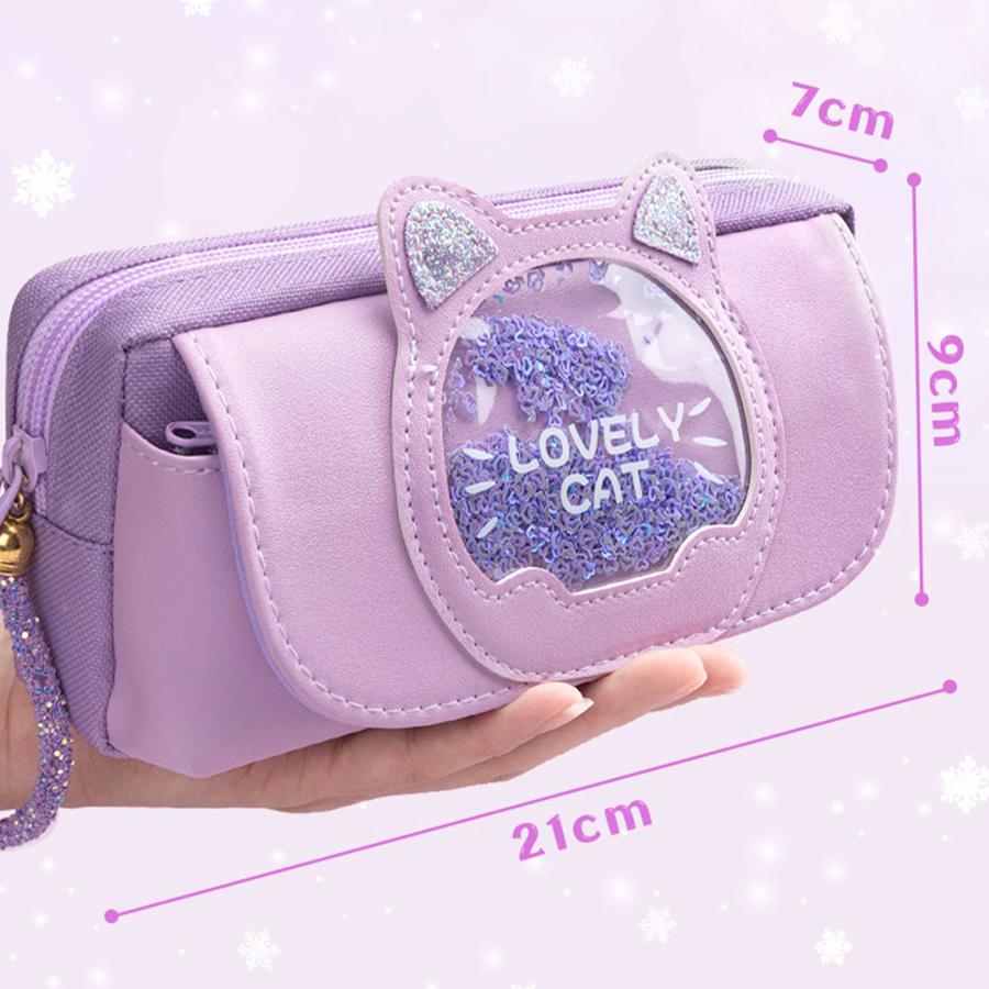 Kawaii Quicksand Pencil Case Large Capacity Multifunctional Pen Box Cute Storage Bag School Office Supplies Stationery