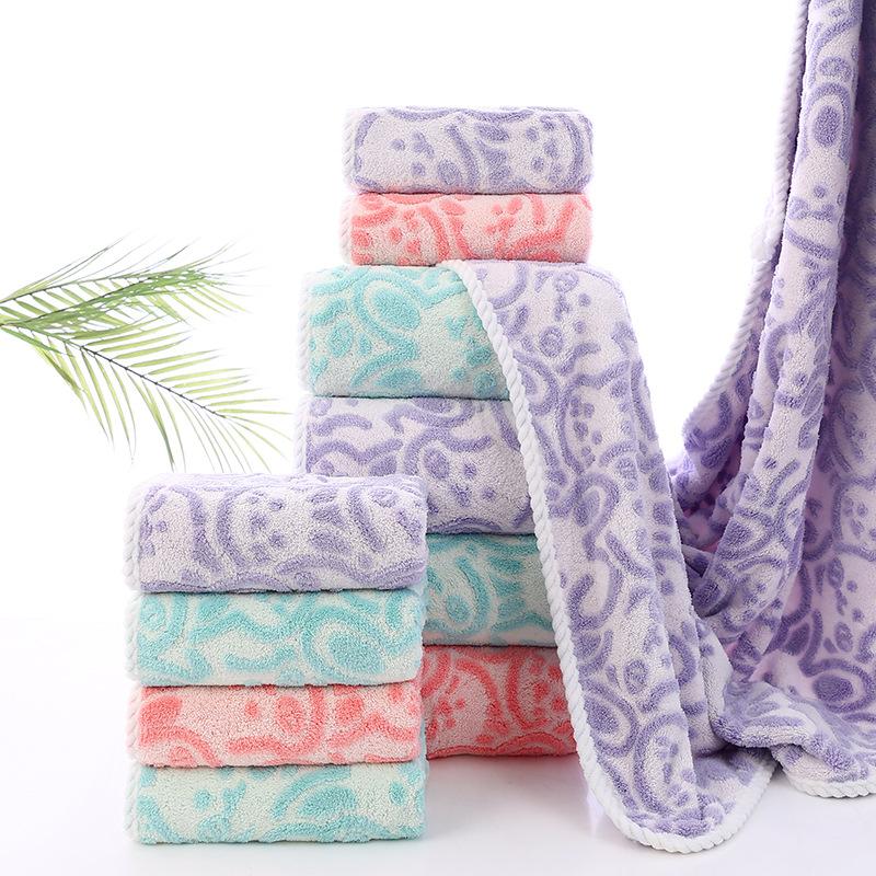 Новое жаккардовое банное полотенце из кораллового флиса, мягкое, впитывающее, класс А, 100% хлопок, бытовое банное полотенце, утолщенное полотенце-обертывание