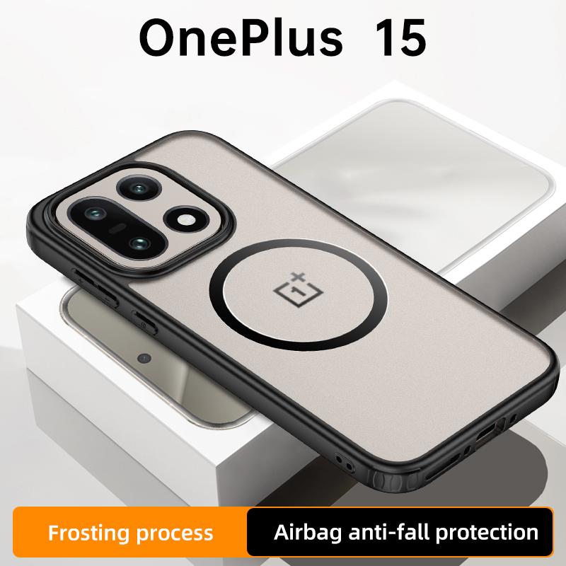 Чехол для Oneplus 15 Magsafe Матовый Полупрозрачный Прикосновение Кожи Младенца Выступающая Защита Объектива Камеры и Края Гибридный Мягкий Чехол