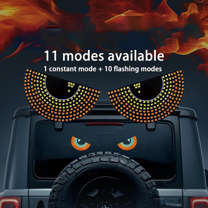 Автомобильный динамический свет Devil Eye для заднего лобового стекла автомобиля, управление через приложение, анимированный светодиодный дисплей, треугольник / полукруг, забавный световой знак Eye