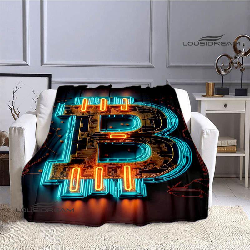 Bitcoin Fashion Printed Blanket Kids Warm Blanket Flannel Soft Cozy Blanket Sofa Bed Blanket Travel Blanket Birthday Gift
