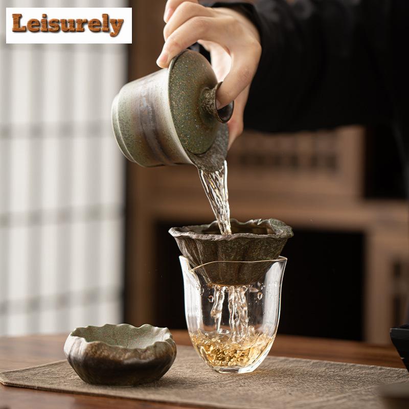 Китайский керамический заварник для чая Kiln Change Cyan, ситечко для чая Zen, бытовая техника для приготовления чая, чайный фильтр, коллекция чайных сервизов