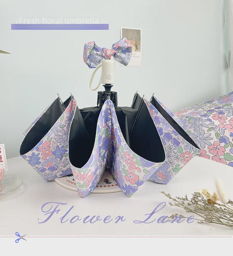 Dual-Purpose Floral Umbrella for Women: Automatic Folding, Sunscreen & UV Protection, Wind & Rain Resistant