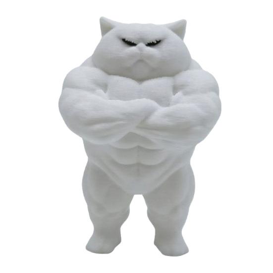 Статуэтка Мускулистый Кот, 3D-печатная стоячая фигурка мускулистого кота, Забавная причудливая фигурка котенка, Настольное украшение для гостиной, спальни, офисного стола, шкафа