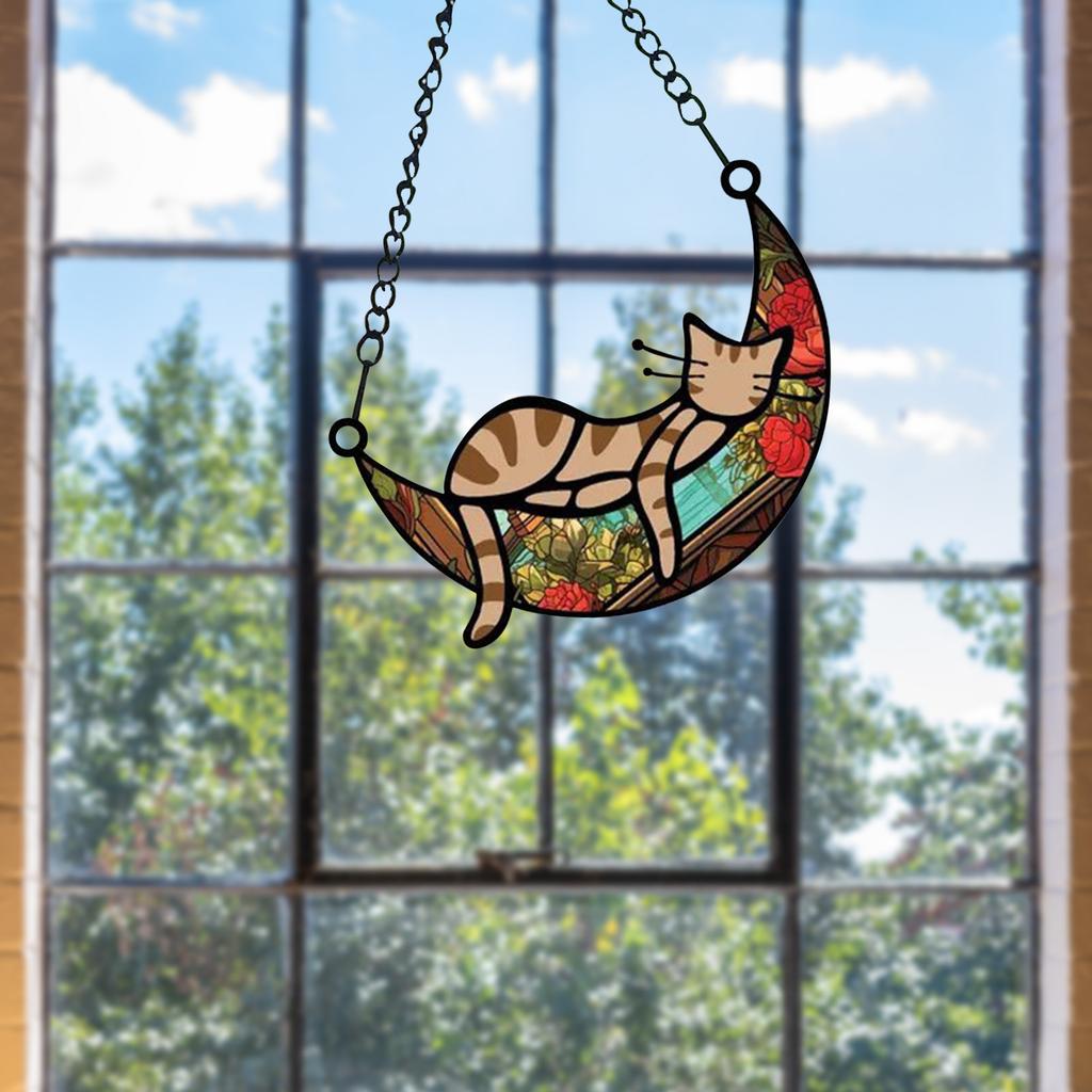 Moon Sleeping Cat , Handmade Sun , Cat Memorial Gift, Moon Sleeping Cat