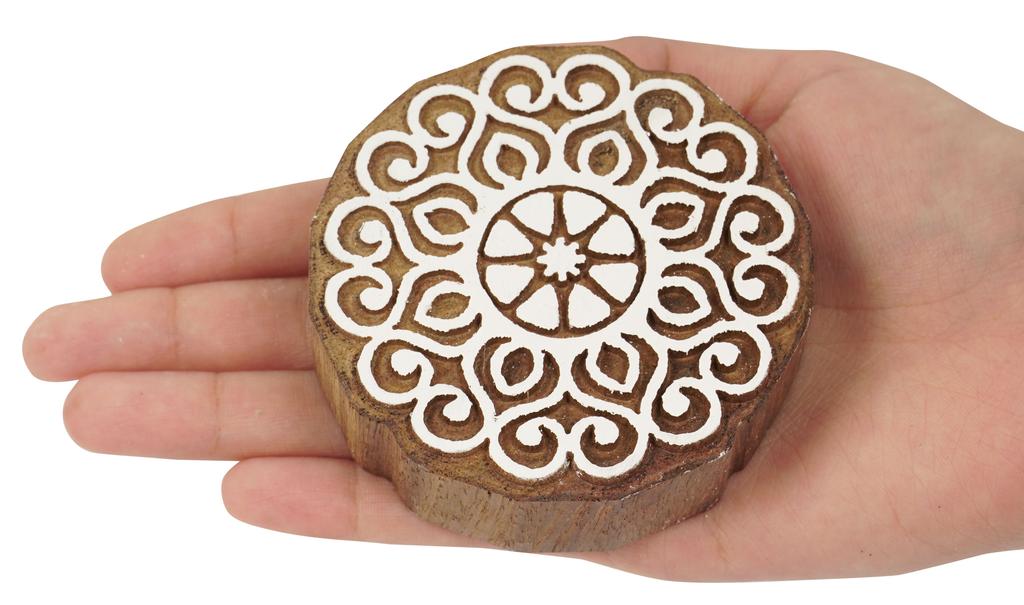 IBA Indianbeautifulart Textile Printing Block Mandala Hand Carved Wooden Stamp Wood Block Printing Textile Stamps For Fabric  Pottery Blocks-3