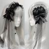 Black Lace Headbands Satin Bow Cosplay Hair Clips Retro Rose Hairpins  Cosplay Party