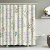 Очаровательная семья гиппопотамов Занавеска для душа Нейтральные цвета с зеленью и цветами для украшения ванной комнаты Набор в комплекте