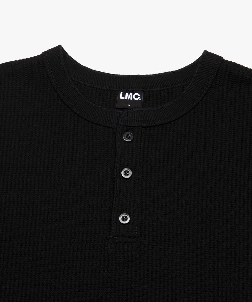 LMC Henley Neck Waffle Long Slv Tee Black