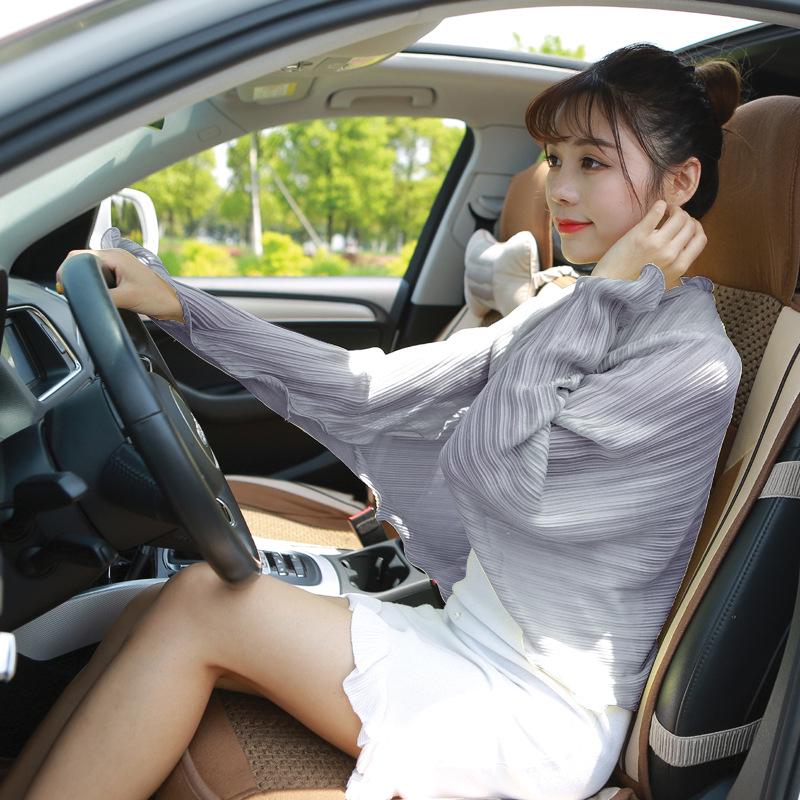 Плиссированная шифоновая шаль с оборками и рукавами для женщин - Летний шарф для велоспорта и вождения