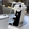 Мультяшный Милый Черный Кот Космический Чехол для Телефона, Прозрачный Защитный Чехол для iPhone 16 15 14 13 12 11 Pro Max XS XR X 8 7 Plus SE 2022, 1 шт.