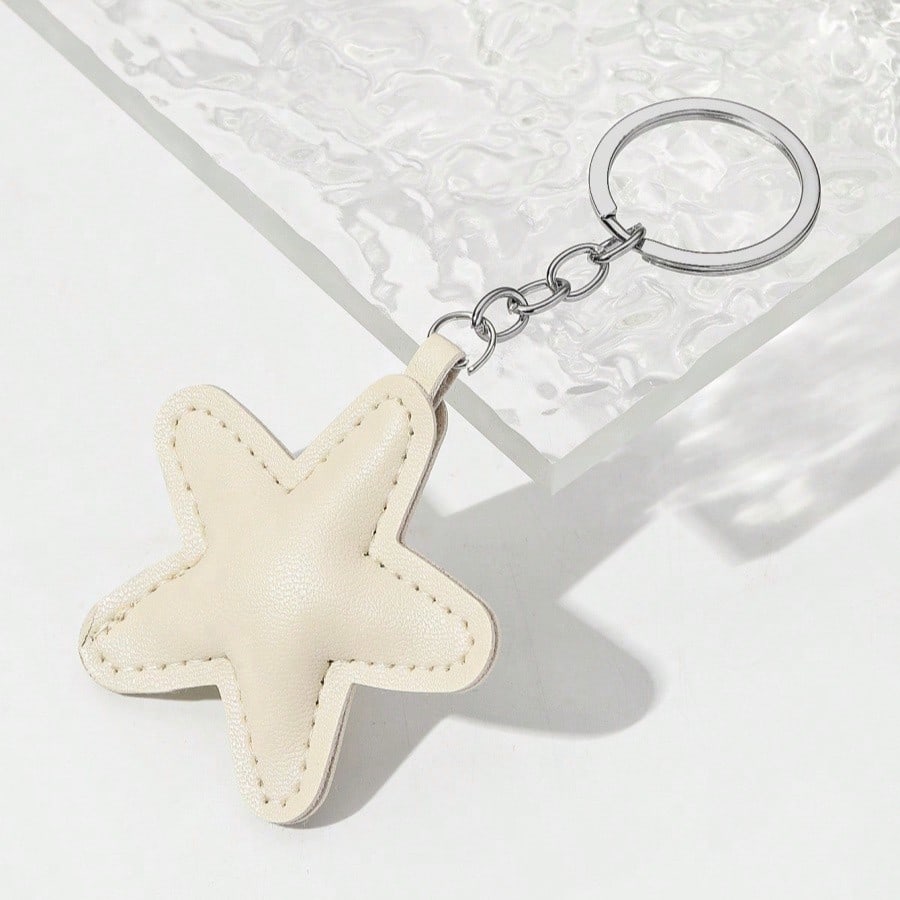 1pc Unisex Five-Pointed Star Keychain With PU & Padding Star Pendant Couple Gift Bag Decoration Hanging Ornament