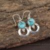 Blue Copper Turquoise Handmade Gemstone Earrings, 925 Solid Sterling Silver Earrings Antique Jewelry, For Engagement Gift
