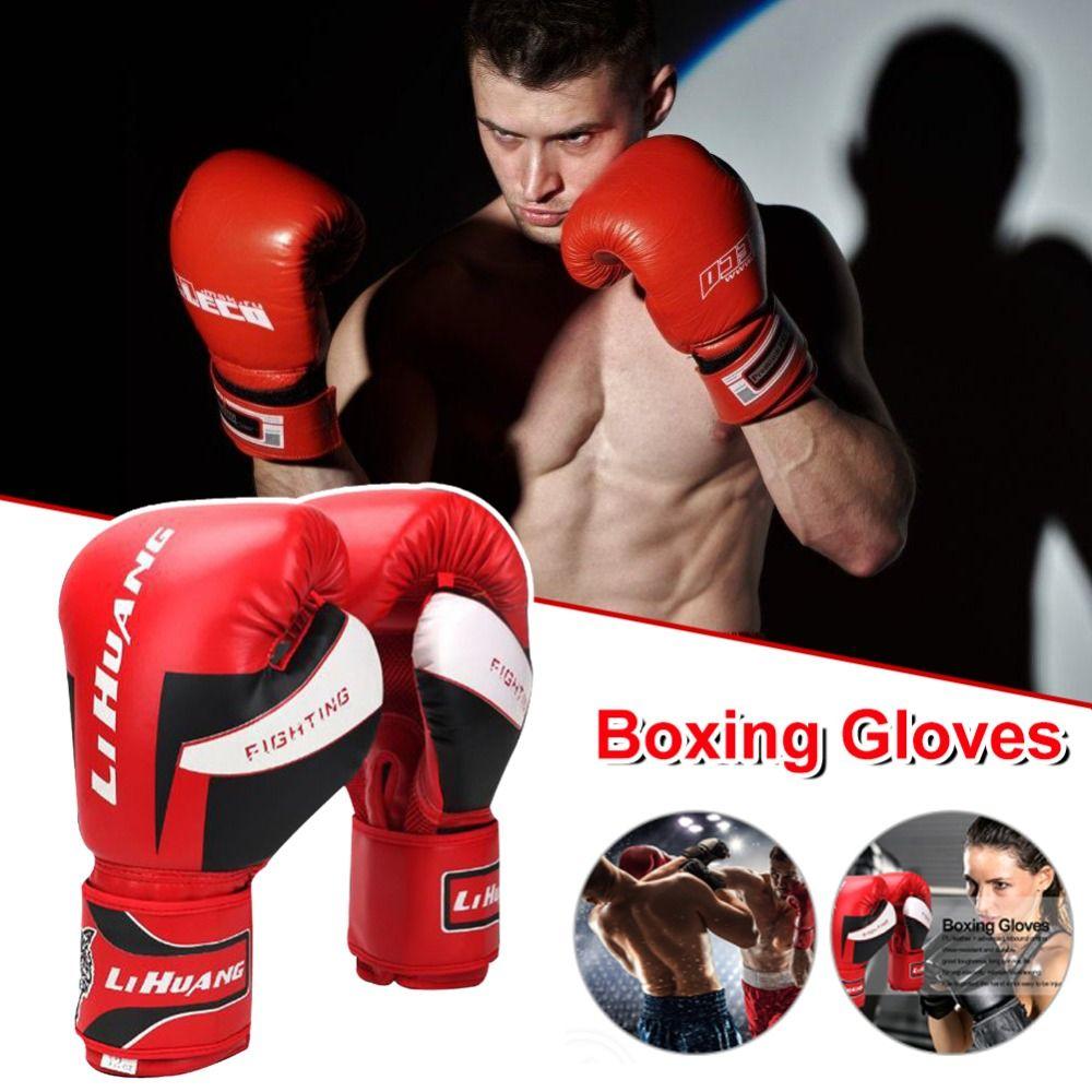 1 Pair of PU Leather Boxing Gloves Breathable Holes Punching Gloves Training Gloves Thai Boxing