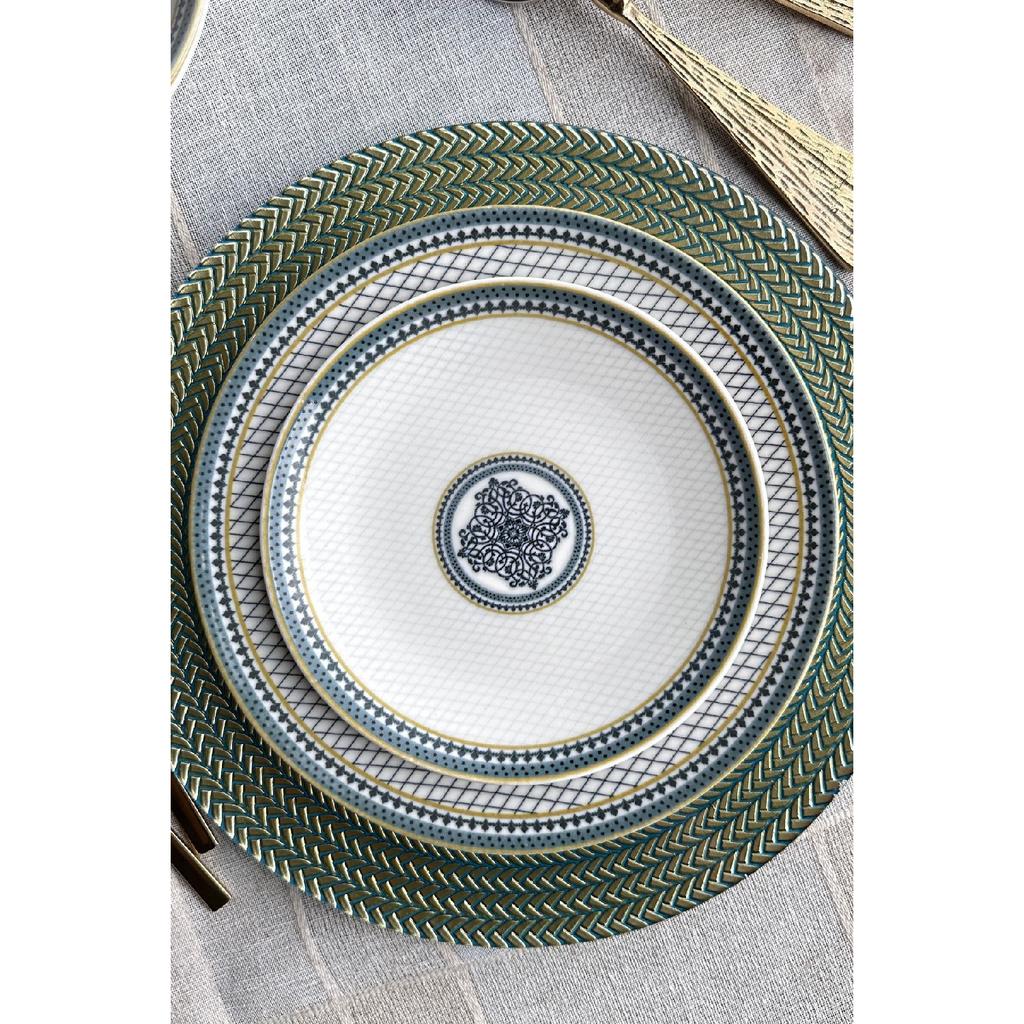 Verona Premium Porcelain Dinner Set 24 Pieces For 6 Persons Green Flower Pattern