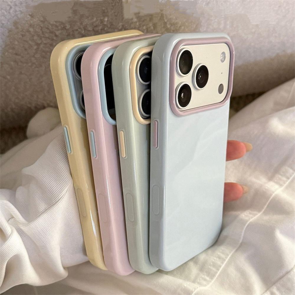 Милый Кремовый Лак Дофаминовые Контрастные Цвета Чехол для Телефона Для iPhone 17 18 Pro Max 12 13 14 15 16 Pro Max 17E Ударопрочный Мягкий Чехол