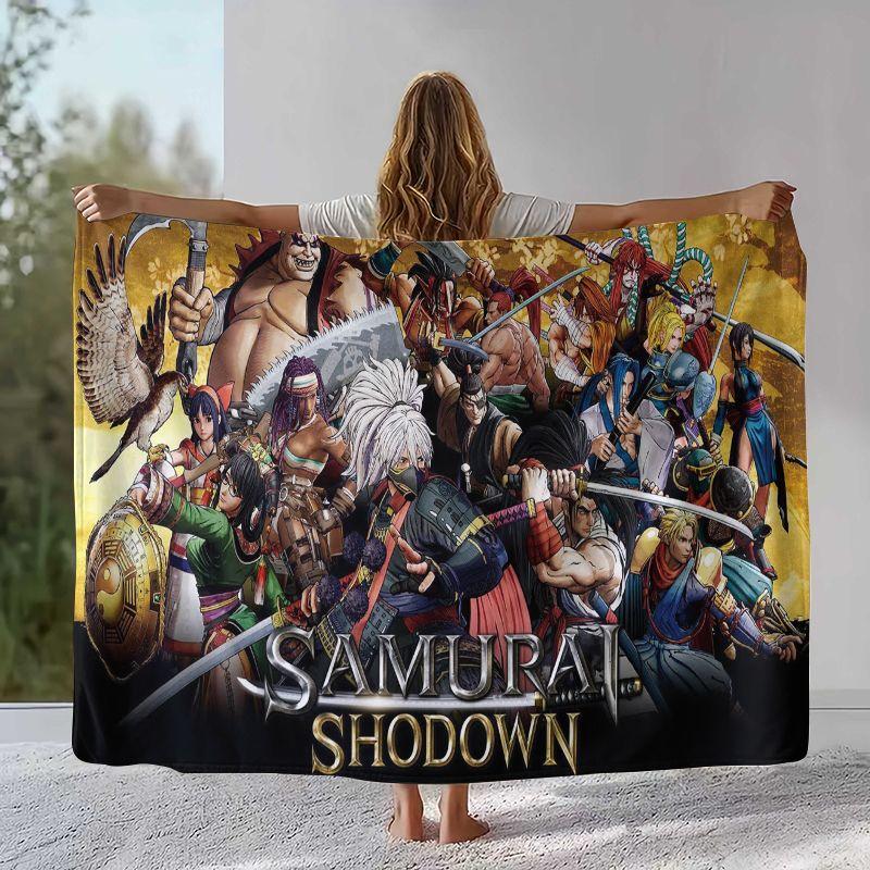 Ретро Фланелевое Одеяло Samurai Spirits Shodown, Сверхмягкий Теплый Плюшевый Плед для Дома, Спальни, Кровати, Дивана, Офиса, Кемпинга, Пикника