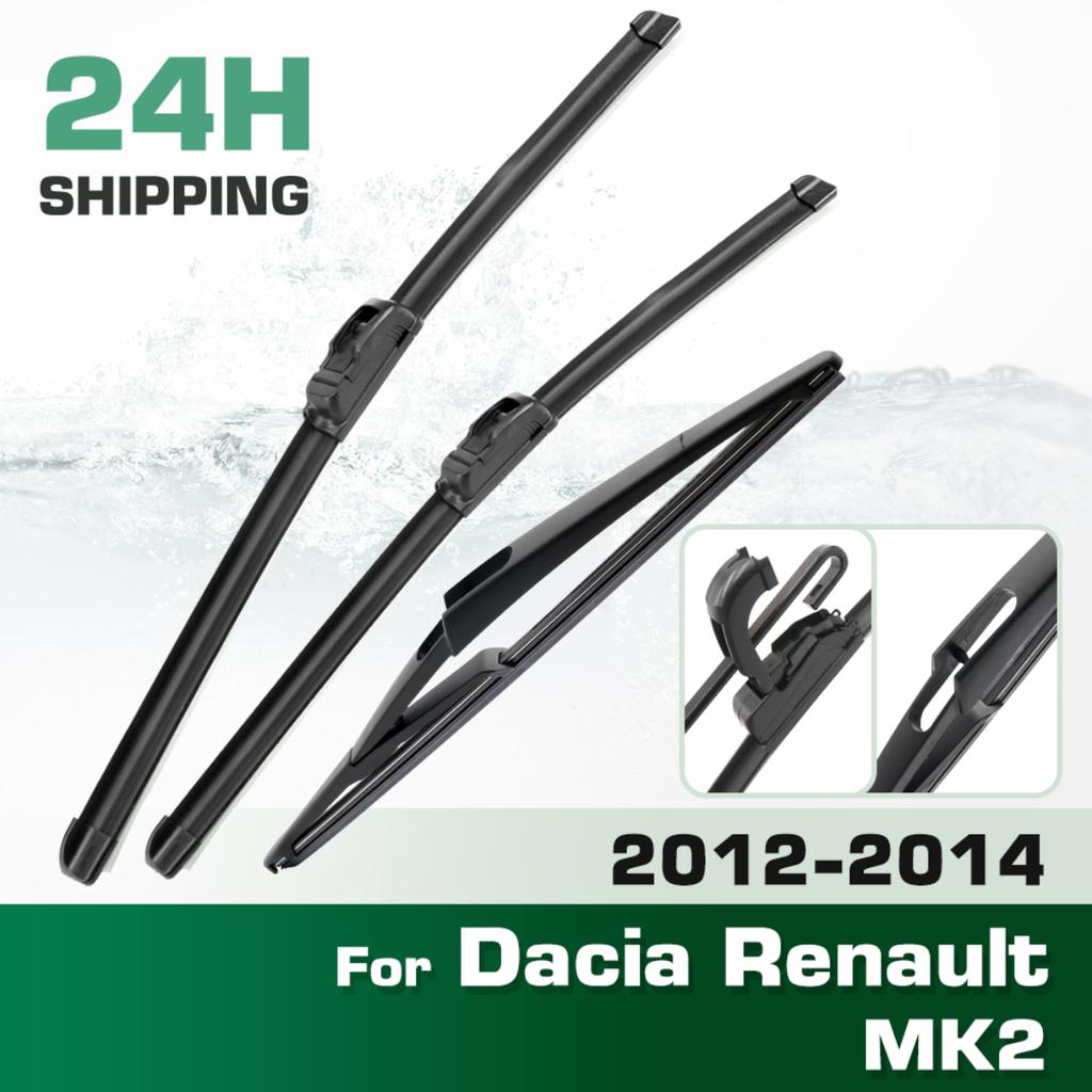 For Dacia Renault Sandero MK2 2012-2014 2013 Wiper Front & Rear Wiper Blades Windshield Windscreen Window Brushes 22"+20"+12