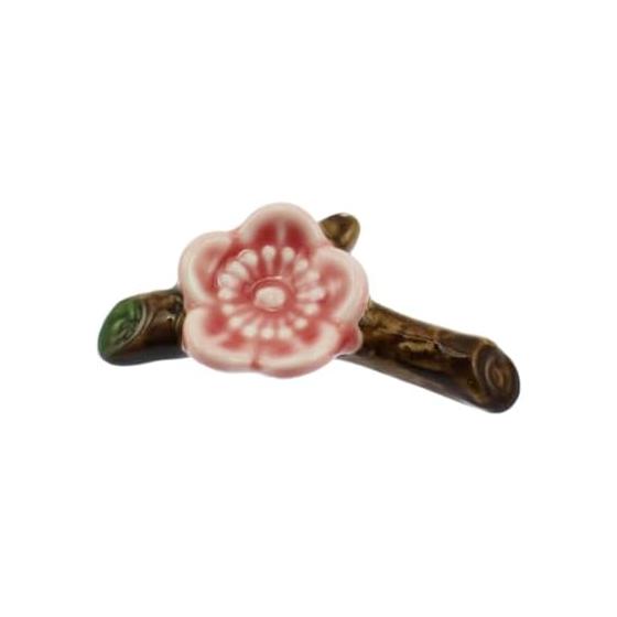Speed Mao Plum Blossom Shaped Simple Ceramic Chopstick Rests Cutlery Set of 6 Pink