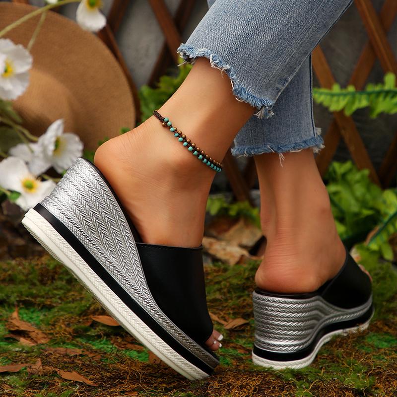 Модные женские летние модные сандалии на танкетке, легкие, с толстой подошвой, пляжные шлепанцы, женские повседневные уличные сандалии на массивной платформе