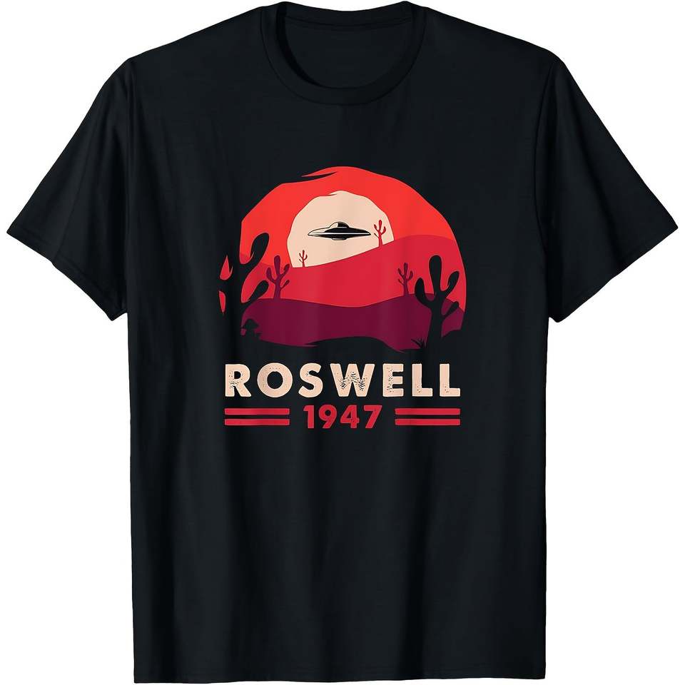 Men's Roswell 199s UFO Abduction Alien Invasion T-Shirt Vintae Sci-Fi Pattern T-Shirt Niht Sky Alienesins Short Sleeve Shirt