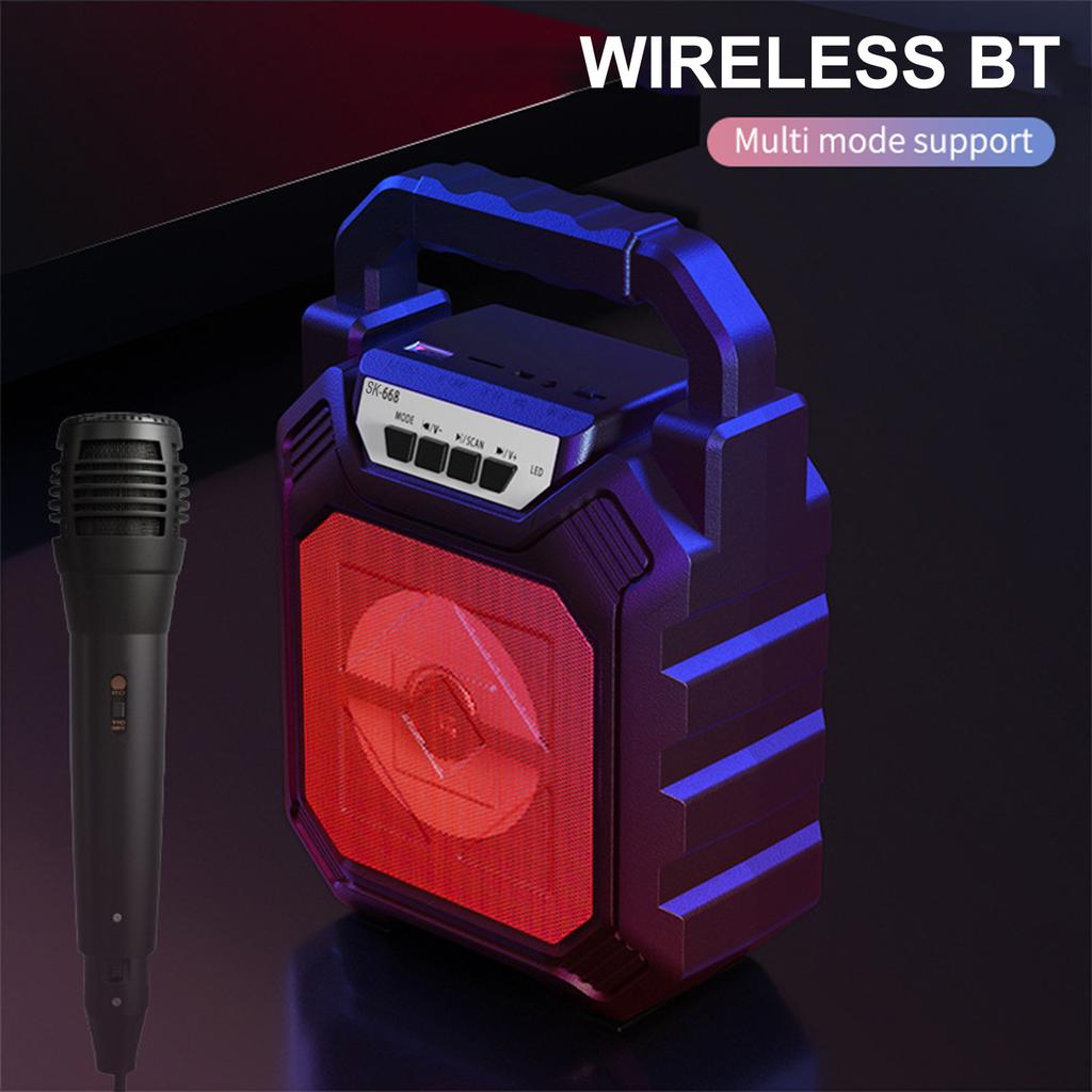 Portable BT Karaoke Machine Rechargeable Cordless Outdoor Speaker Battery Powered with Microphone