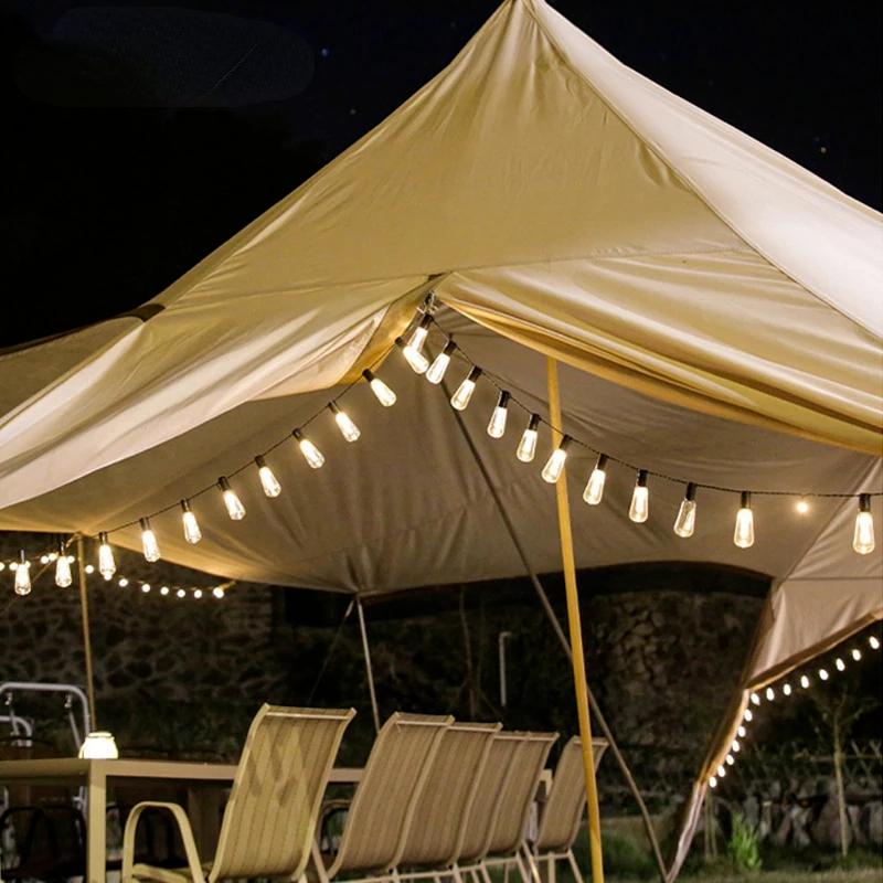 Солнечная светодиодная уличная лампа для кемпинга, струнная палатка, подвесной светильник, украшение для забора, подвесной светильник, светодиодная ретро-керосиновая лампа, украшение для двора, дня рождения