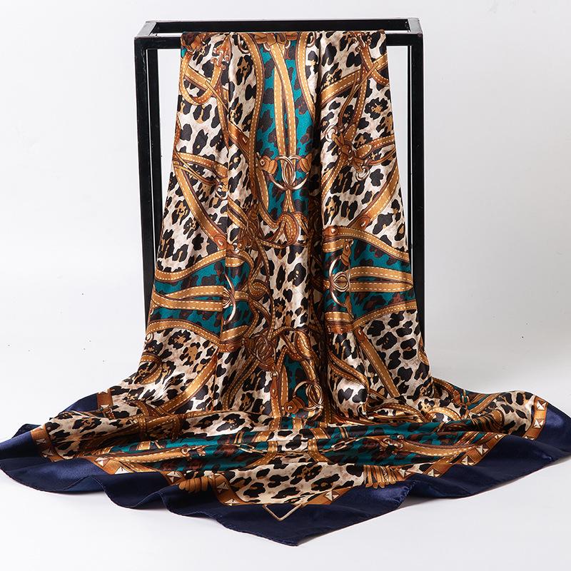 Spring/Summer New Women'S Silk Scarf 90 * 90cm Simulated Silk Twill Square Scarf Fashion Printed Large Square Scarf Professional Scarf