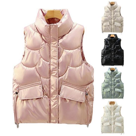 Women Cotton Vest Padded Thermal Neck Protection Smooth Surface Lady Winter Vest Female Clothes