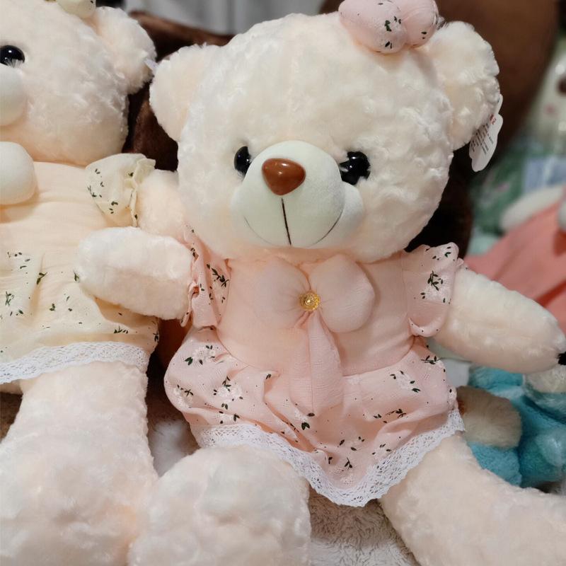 Rose Velvet Floral Dress Bear Plush Toy Big Bear Doll Hug Bear Doll Rag Doll Girl Birthday Gift