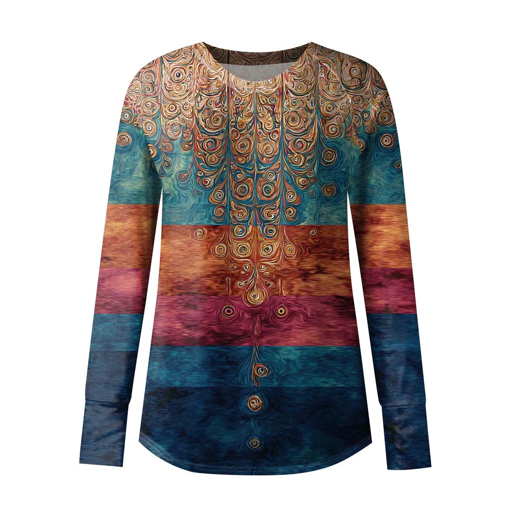 Womens Oversized Sweatshirt Graphic Sweater Long Sleeve Drop Shoulder Round Shirt Tops Vintage Clothes