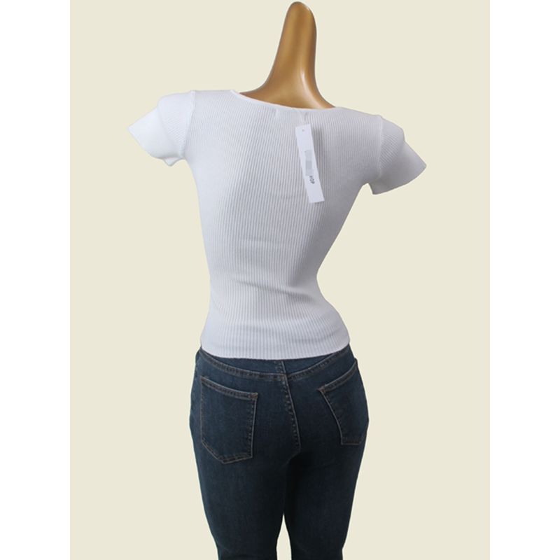 British Brand Water Drop Square Collar 2024 New Arrival Silm Short Sleeve Knitwear T-shirt Tops Female Foreign Trade Women's Clothing