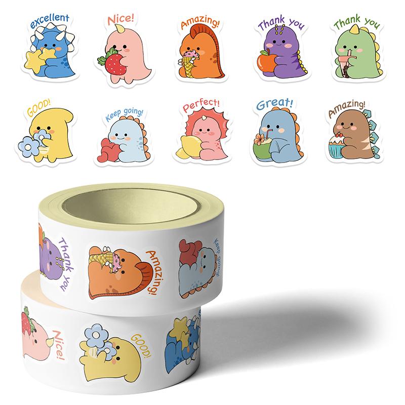 500PCS Dinosaur Animal Stickers Round Animal Reward Roll Sticker School Supplies Incentive Potty Training Stickers