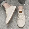 Fashion Brand Men's Top Layer Cowhide Comfortable Board Shoes Spring Men Outdoor Breathable Lace Up Sports and Leisure Small White Shoes
