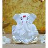 Silver Ceramic Appu Ganesh Idol for Car Dashboard,Small Ganesha Murti Ganpati Idol for Home Decor Puja Lord Ganesh Statue