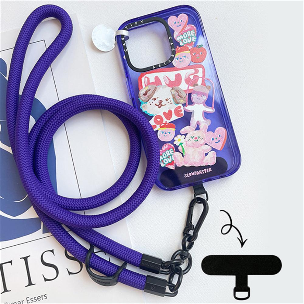 Necklace Carry Lanyard Strap For iPhone 16 15 14 Samsung S25 Xiaomi Case Climbing Hanging Shoulder Cord Rope Clip Card Sticker