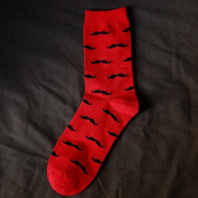 Men Socks Casual Pure Cotton Beard Pattern Tube Socks Men Fashion Solid Color Funny Happy Socks
