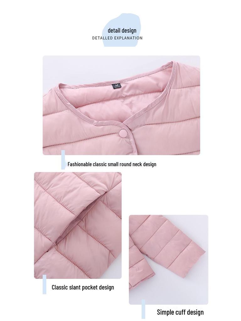 2025 Women's Lightweight Down Jacket: Short Style, Two-Way Round/V-Neck, Perfect for Autumn & Winter