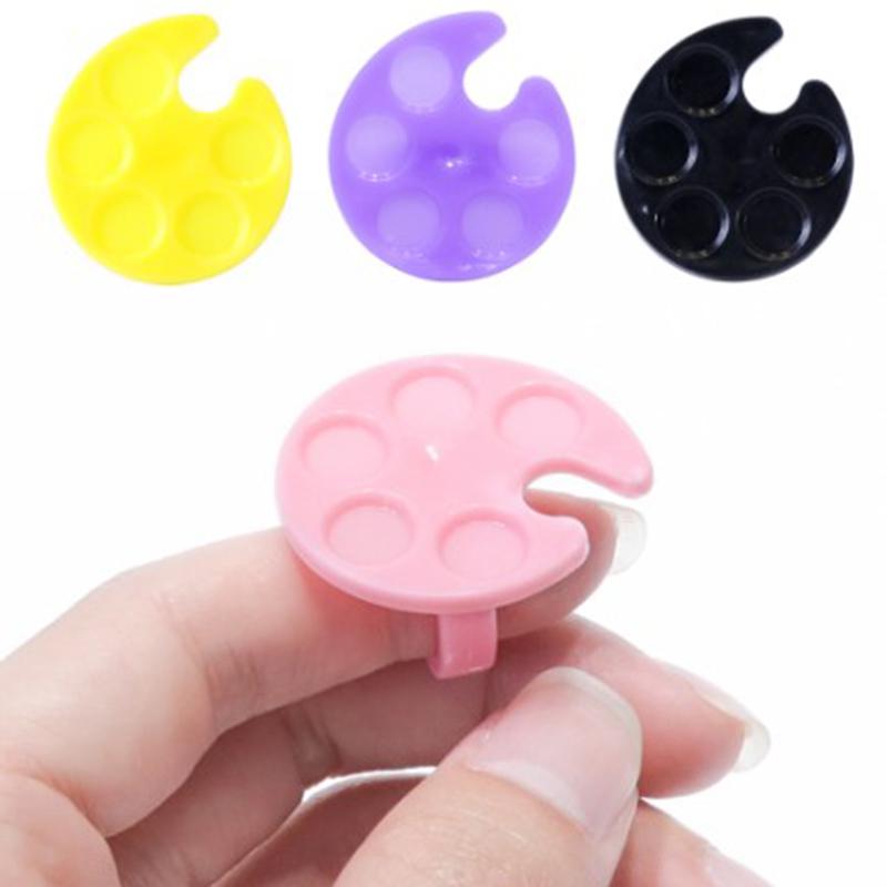 Palette Mini Nail Art Plastic Dish Finger Ring Acrylic Painting Drawing Holder
