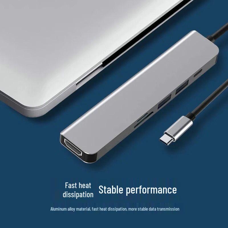 6-в-1 концентратор Type-C: USB-удлинитель для телефона, кардридер, зарядное устройство, 4K HDMI для ноутбука