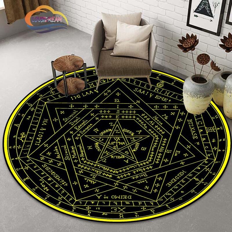 Коврик с символом пентакля, круглый ковер масонства, ковер Сатаны с головой козла, доска для спиритических сеансов с руками, коврик для оккультизма, коврик для колдовства, гот