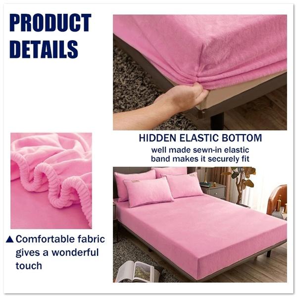 Winter Super Soft Fleece Bed Sheet Warm Fitted Sheet Set Twin Queen Flannel Mattress Protector Cover Bedding Thick Sheets