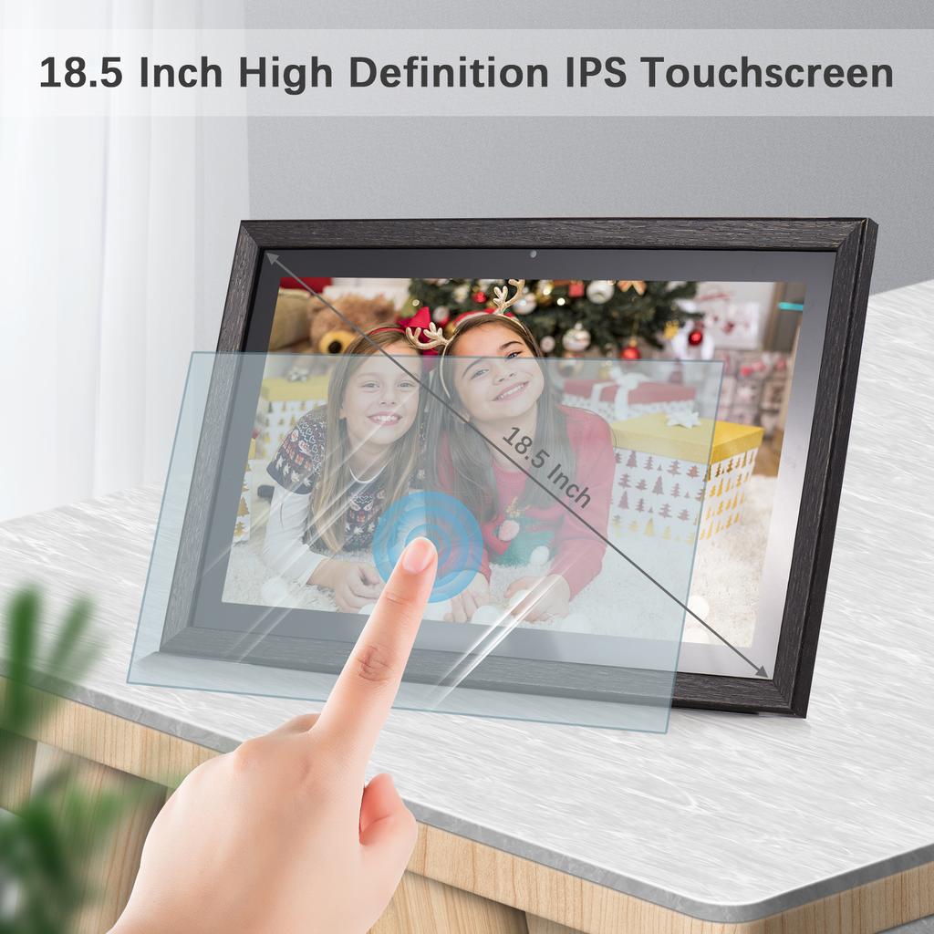 Andoer 18.5 Inch Large WiFi Digital Photo Frame Cloud Digital Picture Frame Wall Mountable 1920*1080 IPS Screen Touch